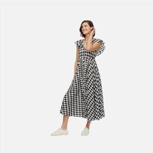 J crew Black and White Gingham ruffle Dress
